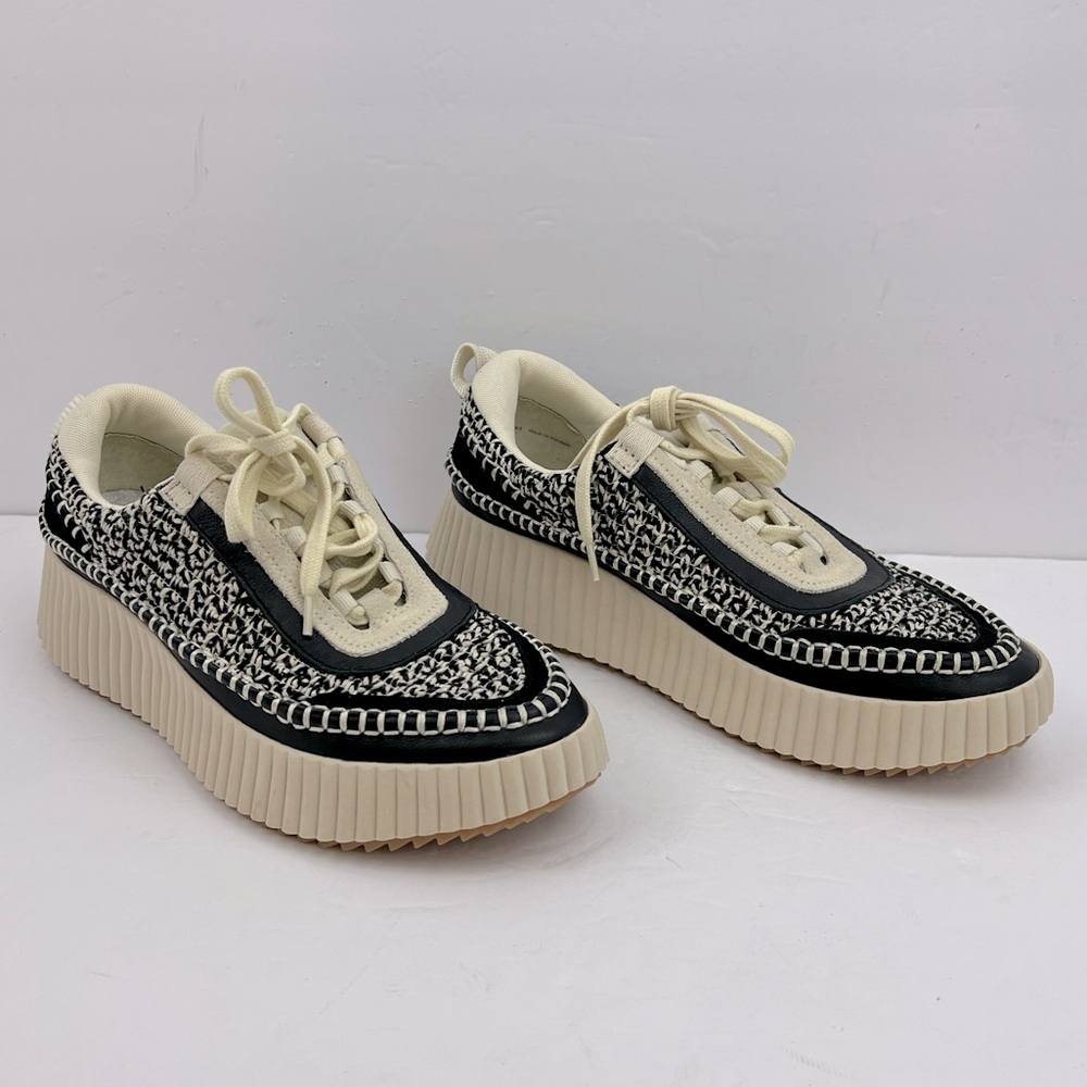 DOLCE VITA, CREAM & BLACK WOVEN KNIT SNEAKERS/ WALKING SHOES, WOMEN’S SIZE 9.5 - Picture 5 of 16